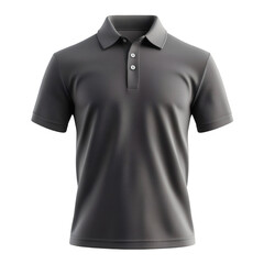 Plain Dark Gray Polo Shirt Mockup Front View 3D Rendering on transparent background