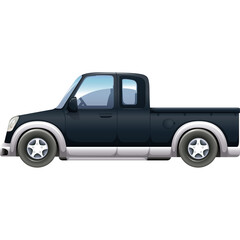 Dark Black Pickup Truck with Chrome Accents and Tinted Windows Parked Outdoors on a Sunny Day