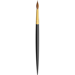 Artistic Paint Brush with Black Handle and Gold Ferrule Isolated on White Background for Creative Projects and Crafting