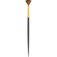 Artist Paint Brush with Brown Bristles and Golden Ferrule Against a White Background Showing a Studio Art Tool for Painting and Drawing