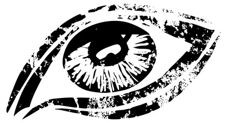 Eye observes intently with grunge texture for visual communication