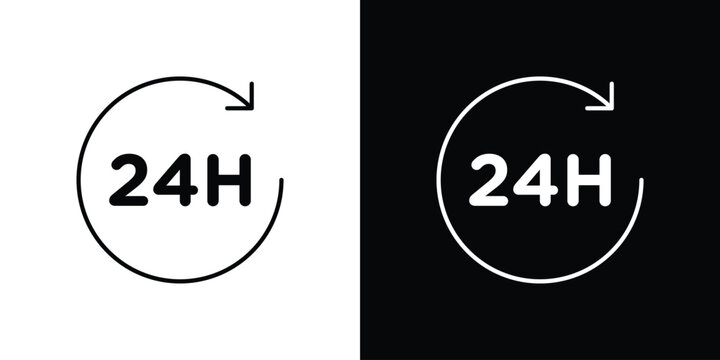 24 Hrs icons pack set, ready to use vector