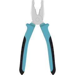 A Pair of Blue and Black Gripped Pliers on a White Background Isolated Overhead View