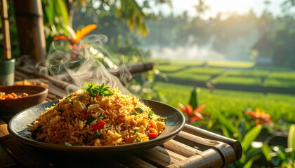 Steaming fried rice in Bali paradise