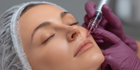 Cosmetic lip injection procedure in aesthetic clinic