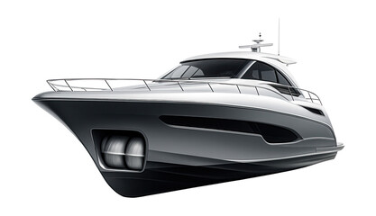 Motor yacht featuring a sleek bow and built-in fender storage.