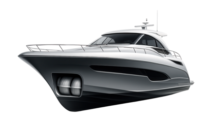 Motor yacht featuring a sleek bow and built-in fender storage.