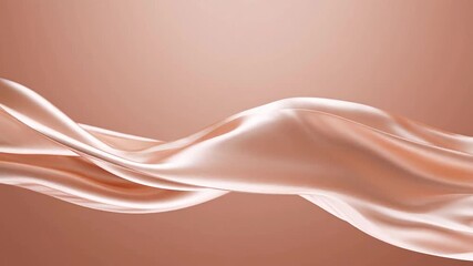 Softly flowing, iridescent pink peach silk fabric forming a gentle wave against a smooth monochromatic - Powered by Adobe