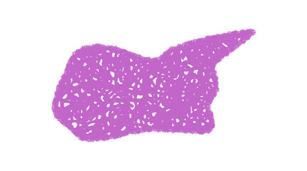 Pink crayon sketch with fluid squiggle shape forms a unique speech balloon. Chat bubble captures message and conversation as abstract quote in bold rectangle graphic style. Artistic and playful tone