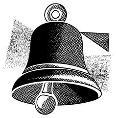 Bell Rings Announcement in Vintage Illustration