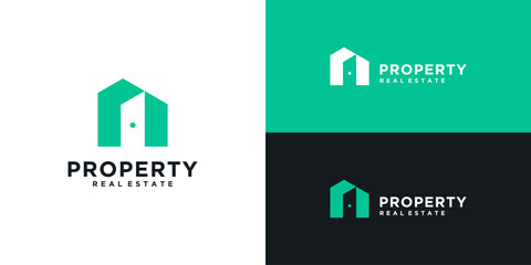 Minimalist home real estate logo design vector