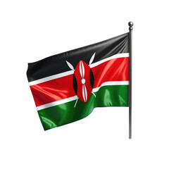 The Kenyan flag waves proudly against a black background.