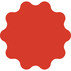 A Red Starburst Shape with Jagged Edges on a Transparent Background Representing A Bold Geometric Design Element or Abstract Icon