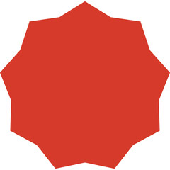 Abstract Red Starburst Shape With Ten Points On A Transparent Background Ideal For Graphic Design And Branding Applications