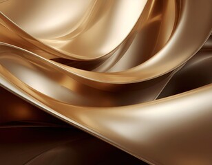 Abstract Swirling Golden Ribbons with Subtle Sparkles and Reflections Creating Luxurious Elegant Waves