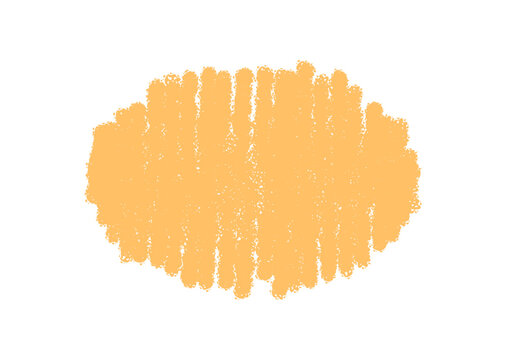 Chalk scribble oval sticker badge appears in a highlight, hand drawn sketch style. Round textbox and banner with orange chalk background, box shape, and text label for modern graphic design.