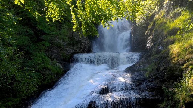 Delaware Water Gap National Recreation Area, Pennsylvania, Scenic tall Dingmans water falls in summer.