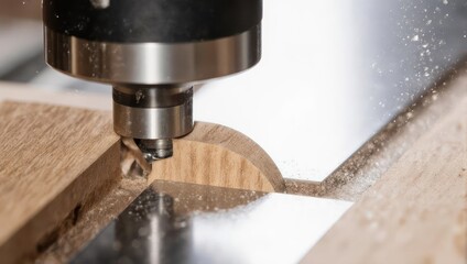 CNC machine carving wood with precision detail.