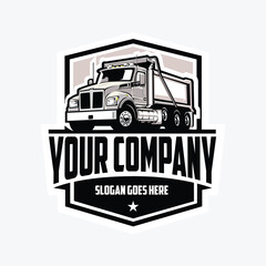 Dump truck company ready made logo vector isolated. Best for tipper and moving truck related industry
