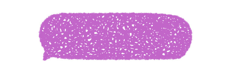 Chalk scribble speech bubble in organic textbox style. Conversation balloon for message and talk in chat, abstract rectangle with comment detail. Violet color, creative background concept.
