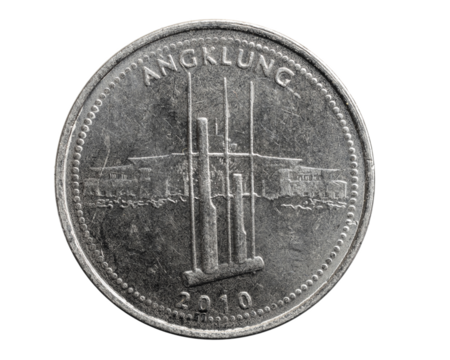 Indonesia thousand rupiah coin on white isolated background