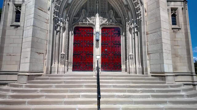 Heinz Memorial Chapel elevation view is a Pittsburgh's historic landmark at University of Pittsburgh.