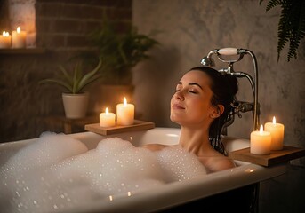 Relaxing evening bath routine