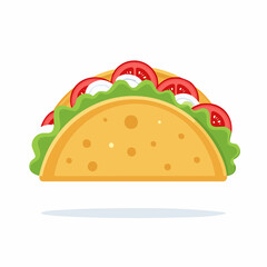 Delicious Cartoon Taco with Fresh Vegetables and Filling.