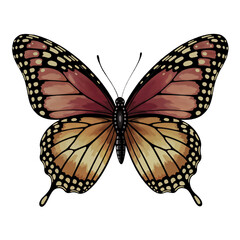 Retro vintage swallowtail clipart. Cartoon illustration isolated on white background.