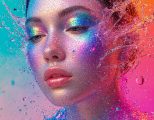 girl washes off makeup