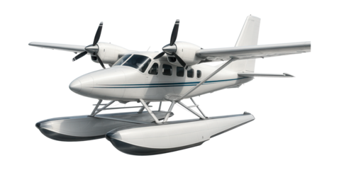 Water-based seaplane trainer featuring floats and elevated engines for optimal performance.