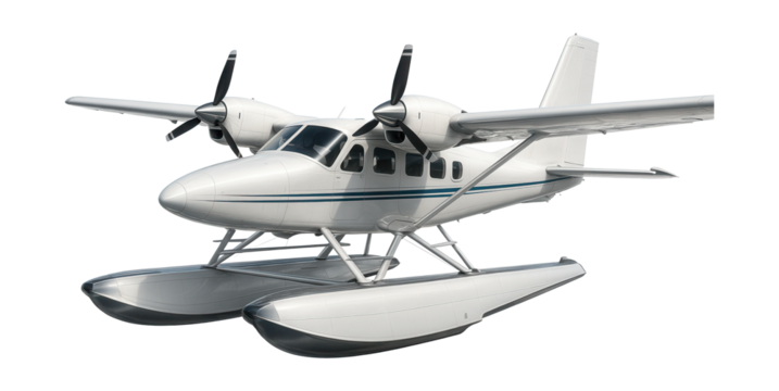 Water-based seaplane trainer featuring floats and elevated engines for optimal performance.