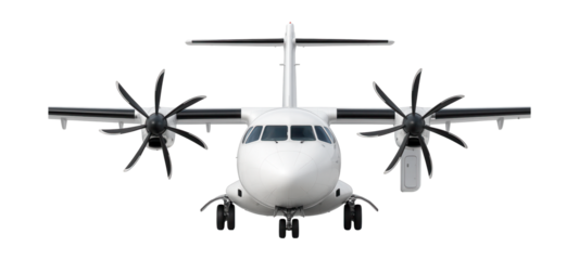 Short-haul turboprop featuring a rounded nose and rear entry door.