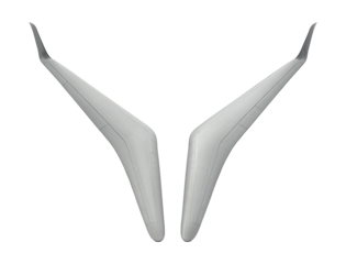 High aspect ratio turboprop wings with winglets for improved aerodynamics.