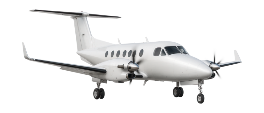 Twin-engine turboprop featuring straight wings and a rear-mounted auxiliary power unit.