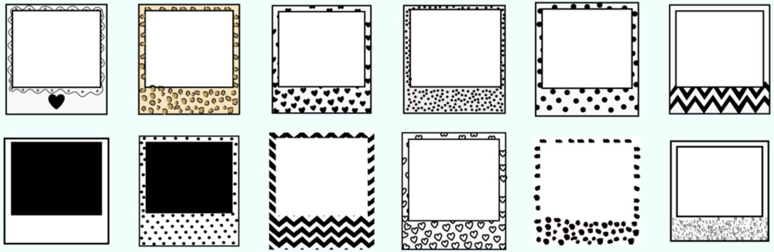 Photo Frame Clipart Collection Printable Scrapbook Designs Instant Camera Layouts Graphic Elements Digital Templates