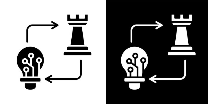 Strategy Implementation  Icon Set White Style Collection
