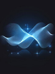 青いドットで描かれたデジタルな波形とテクノロジーの光