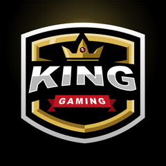 King gaming logo with crown inside shield
