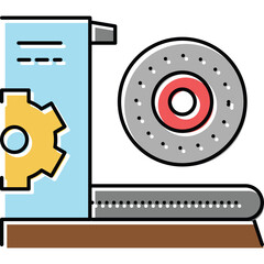 Industrial Manufacturing Equipment with Gear and Circular Component on Transparent Background Clean Vector Graphic