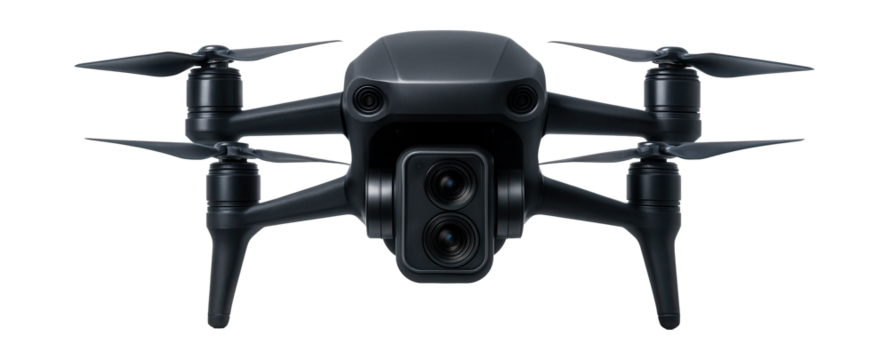 Drone featuring dual cameras for simultaneous photo and video recording.