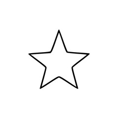 Obraz premium Simple black outline drawing of a five-pointed star shape isolated on white background.
