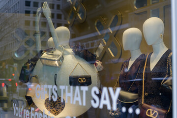 Fototapeta premium high end retail shop with merchandise and mannequins Bloor-Yorkville, Toronto