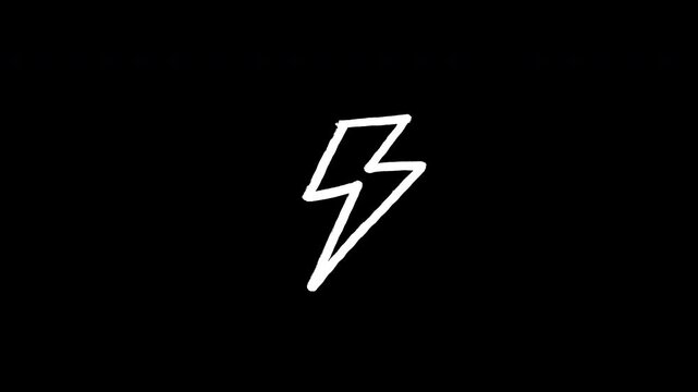 White Hand-Drawn Lightning Bolt Animation Transparent Background