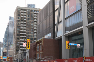 Fototapeta premium looking southwest on Yonge St from Bloor St E to The One Bloor St W, condo project Toronto