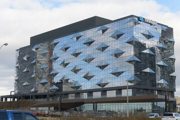 Fototapeta premium exterior facade of H.H. Angus and Associates Ltd, an engineering consultant, located at northwest corner of Don Mills Rd and 1176 Eglinton Av E, Toronto