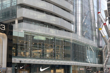 Fototapeta premium lower commercial levels of One Bloor St E, a mixed use condo building at the intersection of Yonge St, Toronto