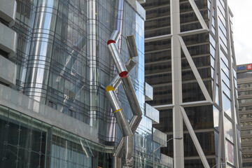 Fototapeta premium Safe Hands by Ron Arad on the exterior of One Bloor East condominium complex in Toronto