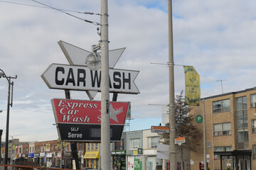 Fototapeta premium vintage sign at Petro V Plus located at 1525 Eglinton Av W, Toronto