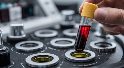 Analyzing Blood Samples in a Laboratory Setting with Advanced Equipment and Test Tubes for Medical Diagnostics